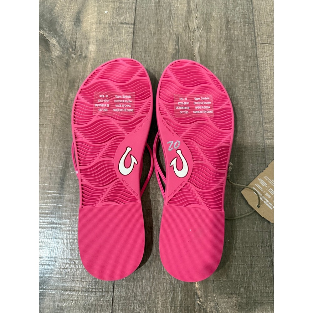 NWT OluKai Aka‎ Pink Plumeria Women's Flip Flops Sandals Size 9 New with Tags - Picture 4 of 5